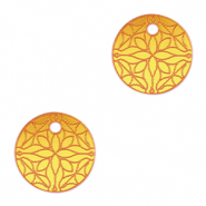 Pendentifs accroche-regard fleur 16mm Jaune m&eacute;tallique