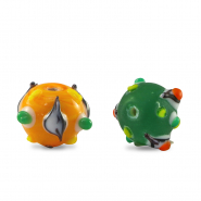 Perles en verre peintes &agrave; la main pois Multicolore