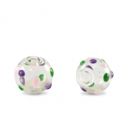 Perles en verre peintes &agrave; la main 8mm Transparent-violet vert