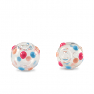 Perles en verre peintes &agrave; la main 8mm Transparent-rouge bleu