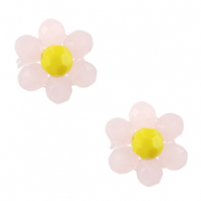 Pendentifs facett&eacute;es fleur Rose-jaune