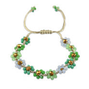 Cha&icirc;nes de cheville perles &agrave; facettes fleur Vert multicolore-marron topaze