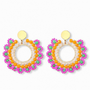 Boucles d&rsquo;oreilles facett&eacute;es 44mm Dor&eacute;-multicolore