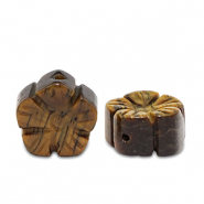 Pierres naturelles perles &OElig;il de tigre fleur Marron dor&eacute;