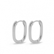 Apprêts en métal DQ boucles d'oreilles créoles ovale Argenté (sans nickel