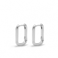 Apprêts en métal DQ boucles d'oreilles créoles ovale Argenté (sans nickel