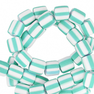 Perles en polym&egrave;re 6mm Blanc-turquoise
