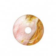 Pierres naturelles pendentifs verre donut 25mm Marron-transparent