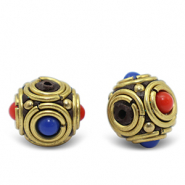 Perles boh&egrave;mes Bleu royal fonc&eacute;-rouge dor&eacute; antique