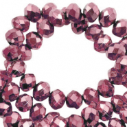 Perles &agrave; facettes 4x3mm disque Heishi Rose magenta-pearl shine coating