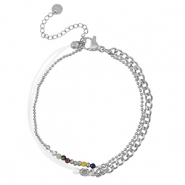Bracelets en acier Inox duo rangs Argenté-Blanc