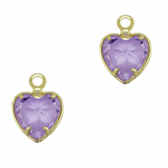 Pendentifs en verre Crystal Glass c&oelig;ur Lilas clair-dor&eacute;