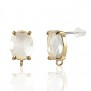 Boucles d&rsquo;oreilles / puces d&rsquo;oreilles en verre Crystal Glass avec anneau ovale Cristal-dor&eacute;