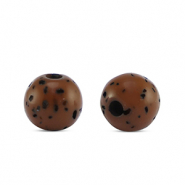 Perles Polaris rond 6mm Sassi Marron ch&acirc;taigne-noir