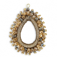 Boucles pendentifs facett&eacute;es goutte Multicolore - Champagne dor&eacute;