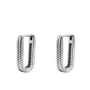 Boucles d'oreilles / puces en acier Inox ovale Argent&eacute;