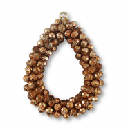 Boucles pendentifs facett&eacute;es goutte marron cuivre