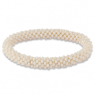 Bracelet perles &agrave; facettes Blanc vanille