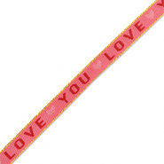 Ruban texte "love you" Rose fonc&eacute;-rouge
