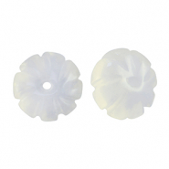 Pierres naturelles perles agate fleur Transparent blanc nacr&eacute;
