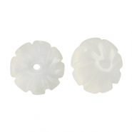 Pierres naturelles perles verre fleur Blanc transparent