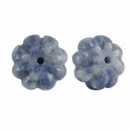 Pierres naturelles perles Sodalite et Microcline fleur &nbsp;Bleu-blanc