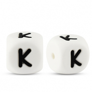 Perles lettres en silicone K Blanc-noir