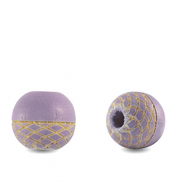 Perles en bois rond 10mm le motif Violet clair