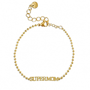 Bracelets en acier Inox ''SUPERMOM'' Dor&eacute;