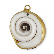 Pendentifs coquillage specials Escargot Ivoire-dor&eacute;