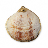 Pendentifs coquillage specials Coquille Saint-Jacques Marron m&eacute;lang&eacute;-dor&eacute;
