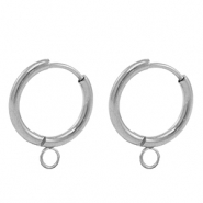 Boucles d'oreilles en acier Inox cr&eacute;oles 18mm Argent&eacute;