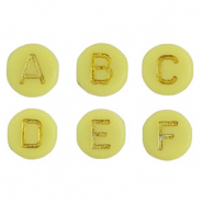 Perles lettres acryliques m&eacute;lang&eacute;es Jaune-dor&eacute;