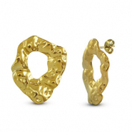 Boucles d'oreilles puces en acier Inox rond Dor&eacute;