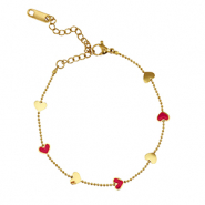 Bracelets en acier Inox coeurs Dor&eacute;