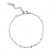 Bracelets en acier Inox fleur Argent&eacute;