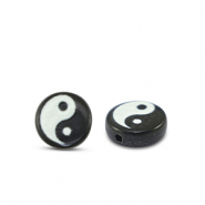 Perles lettres acryliques Yin & Yang Noir-blanc
