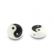 Perles lettres acryliques Yin & Yang Blanc-noir
