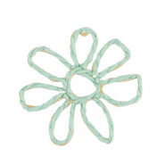 Pendentifs en Raphia fleur 55mm Vert menthe