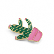 Broches cactus Vert-rose-dor&eacute;