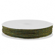 Fil macram&eacute; tress&eacute; 1mm Vert fonc&eacute;- multicolore m&eacute;tallique
