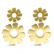 Boucles d'oreilles / puces en acier Inox fleur Dor&eacute;