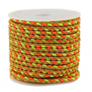 Cordon tress&eacute; tendance 3mm Orange-jaune-dor&eacute;
