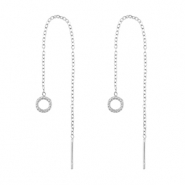 Boucles d'oreilles en acier Inox rond Argent&eacute;