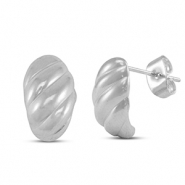 Boucles d'oreilles / puces d&rsquo;oreilles en acier Inox torsad&eacute; Argent&eacute;