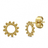 Boucles d'oreilles / puces d&rsquo;oreilles en acier Inox fleur Dor&eacute;