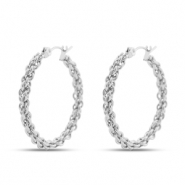 Boucles d'oreilles en acier Inox cr&eacute;oles Argent&eacute;