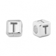 Perles alphabet en m&eacute;tal DQ T Argent&eacute; antique (sans nickel)