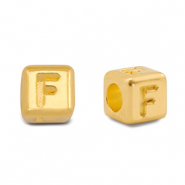 Perles alphabet en m&eacute;tal DQ F Dor&eacute; (sans nickel)