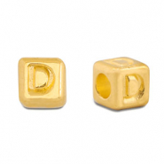 Perles alphabet en m&eacute;tal DQ D Dor&eacute; (sans nickel)